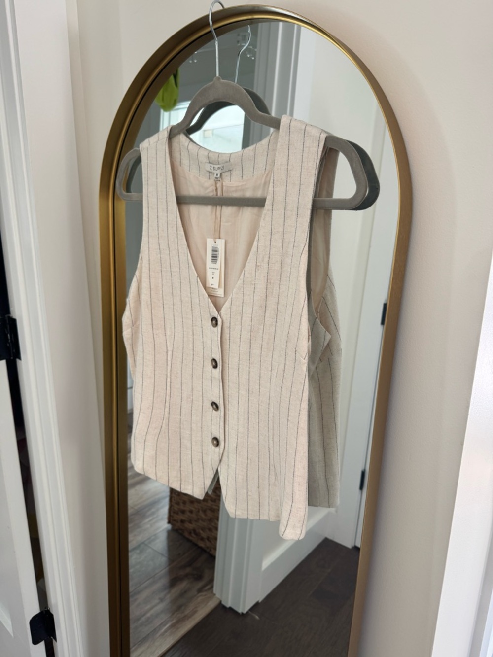 Z Supply Cream Pinstripe Button-Front Vest